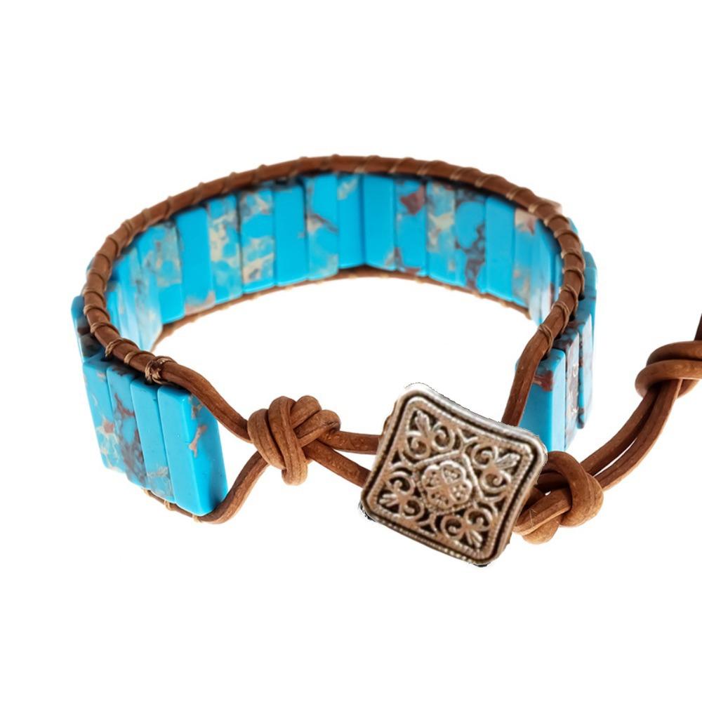Charm Beads Braided Bracelets Hand Jewelry Bohemian Style Bangle Rainbow Stone Bracelet  Girls