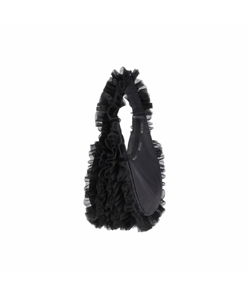 Lesportsac Black Lace Ruffle Zip Hobo Bag [1843.Ld63]