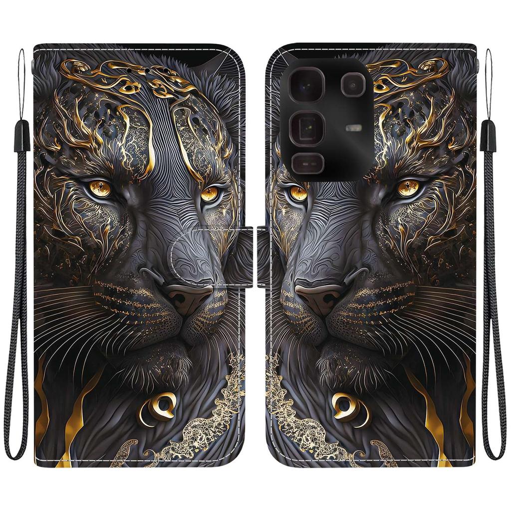 Handgefertigte PU-Leder-Flip-Hülle für Infinix Note 50 Pro+ (X6856) Rutschfeste Stoßfeste Hülle mit Handschlaufe & Herz/Rose Katze Designs