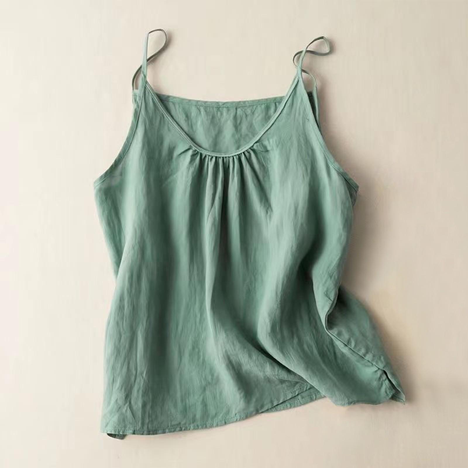 

Женский топ-майка с V-образным вырезом и безрукавкой из хлопка и льна XXL