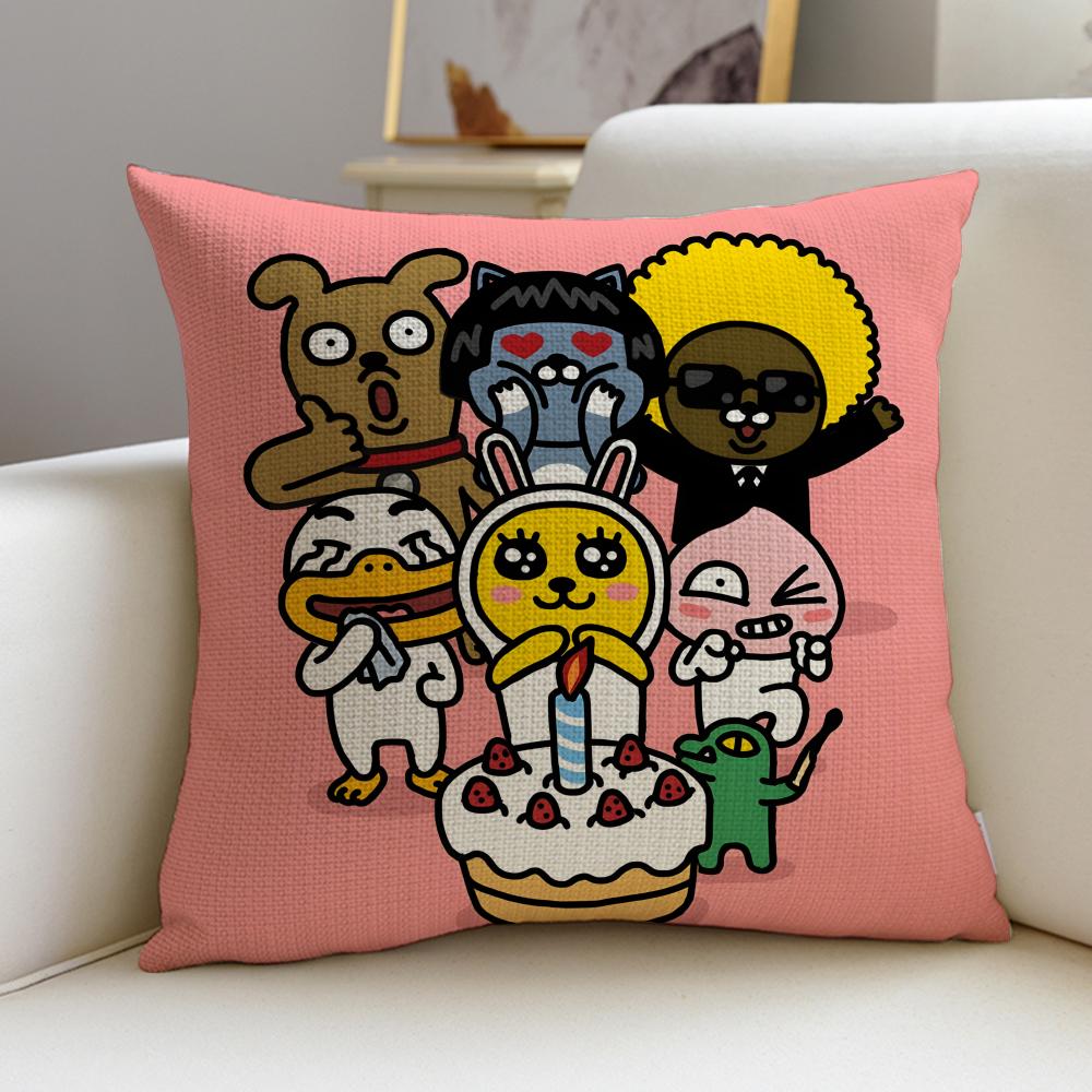 Popular KKakao FriendsS Cushion Cover Breathable and skinfriendly linen pillowcase square removable and washable cushion