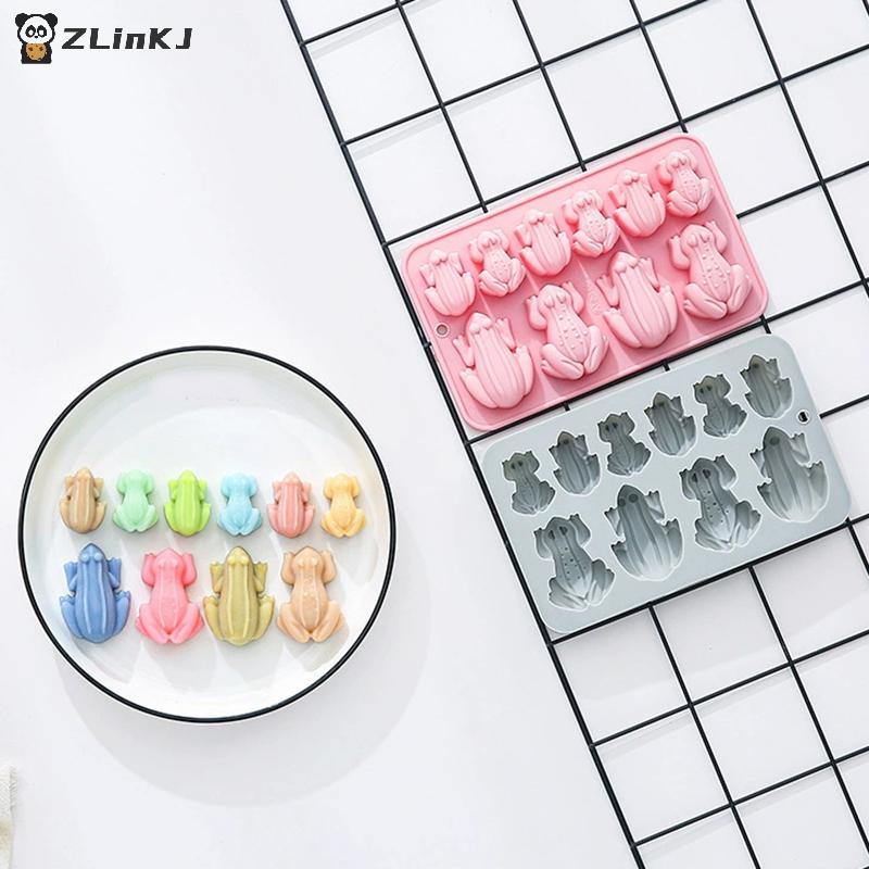 Animal Frog 3D Silicone Molds 10 Cavity Cake Candy Making Mould Nonstick for Baking Kitchen Party Decoration Tool