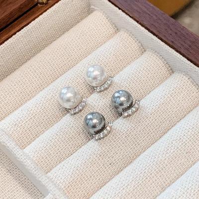 Pearl Zircon Stud Earrings Light Luxury Earrings Women's Temperament Atmosphere Simple Exquisite Versatile Earrings