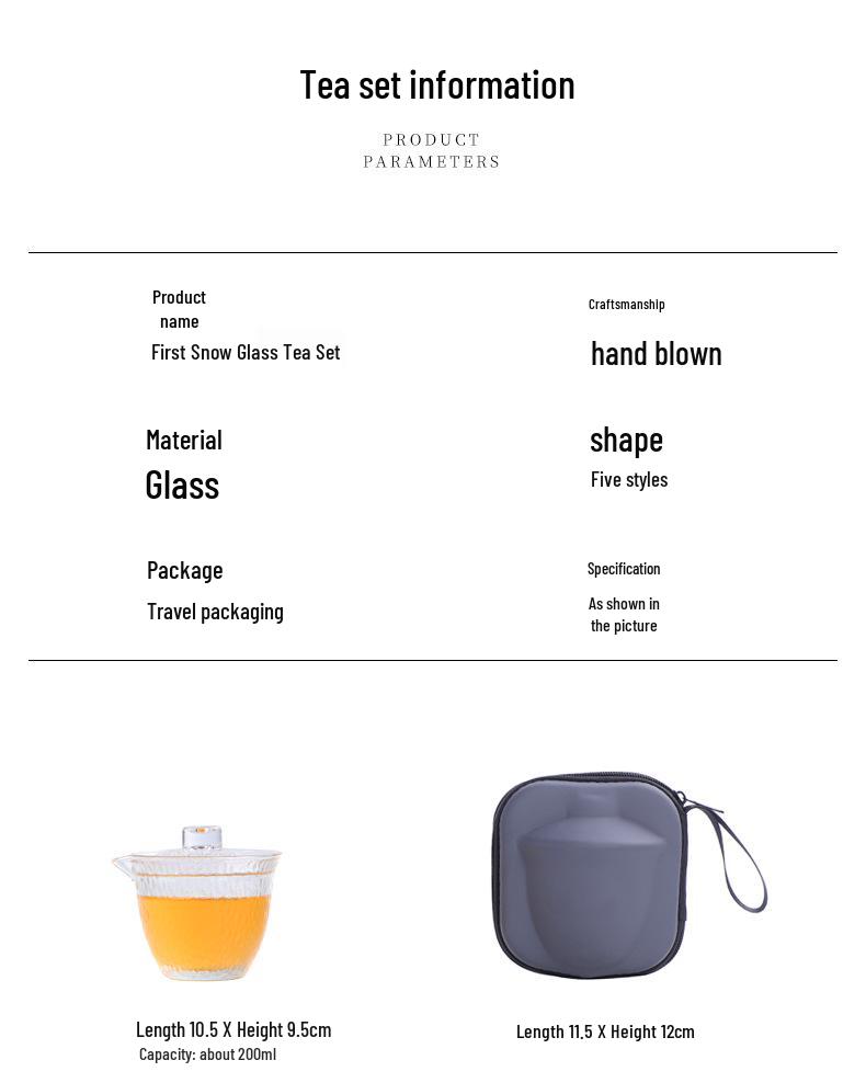 Portable Quick Brew Glass Teapot with Cups - Outdoor Travel Gongfu Tea Set