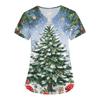 Women's Fashion V-Neck Short Sleeve Overalls With Pockets Christmas Printed Tops  Clothes