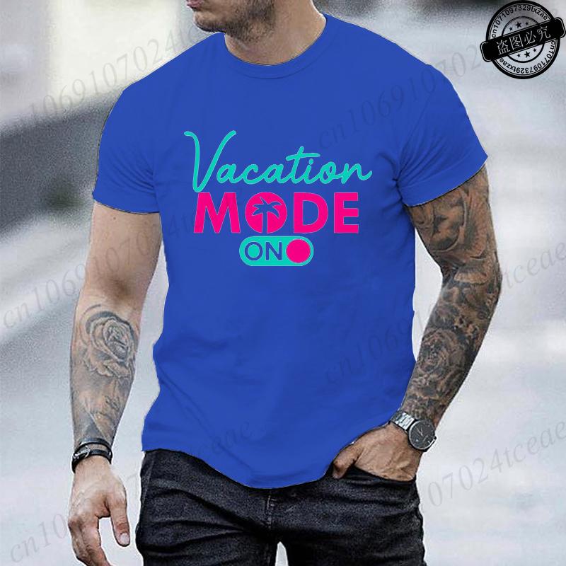 Vacation Mode On Printed Women Mens TShirt Oversized Travel Graphic Tees TShirts for Women Tees Streetwear Short Sleeve