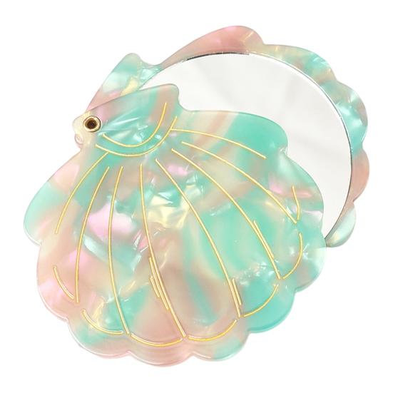 Muschelform Make-up Spiegel Tragbarer Reise Essigsäure Faltbarer Schminkspiegel Leichtgewichtiger Frauen Mädchen Handspiegel