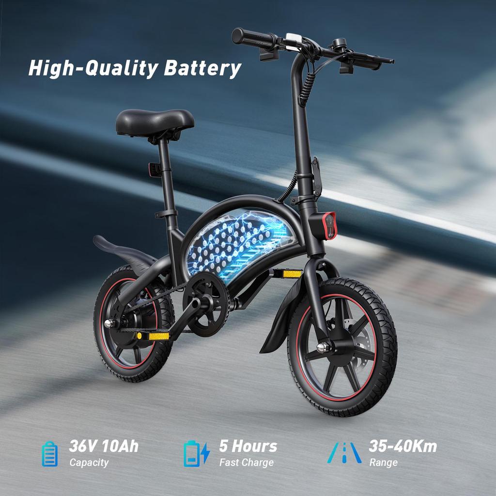DYU D3F 36V 250W Foldable E-Bike - 50km Pedal Assist, Ultra-Light 17kg Steel Frame & Dual Disc Brakes