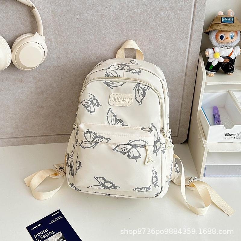 Schoolbag Japanese niche printed butterfly backpack female versatile college student class bag leisure travel backpack computer bag