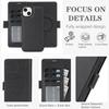 For iPhone 15 Case Detachable 2 in 1 Leather Wallet Phone Cover Compatible with MagSafe