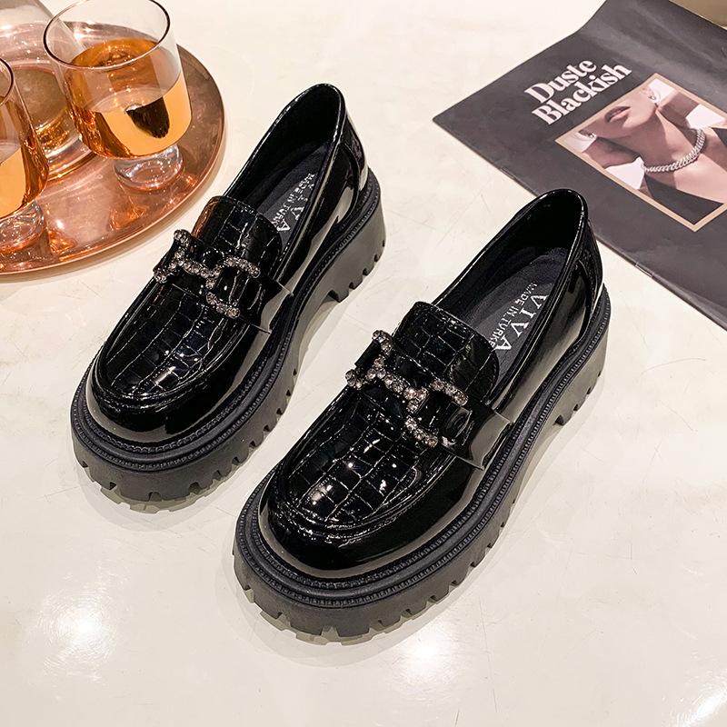 Loafers women's platform black retro breathable single shoes 2025 new autumn British style small leather shoes soft-soled women's shoes