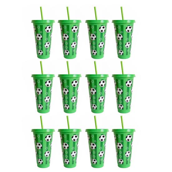 1/6/12Pcs 710ML Plastic Football Cup 24oz Football Themed Tumbler Reusable Drinking Bottle Game Day Sports Football Party Essentials Fan Gift