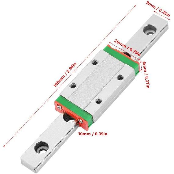 Guia de Movimento Linear, 100mm×9mm MGN9H Aço Rolamentado Miniatura Guia Linear Trilho + Bloco Deslizante Carro Usado para Equipamento Automático, etc