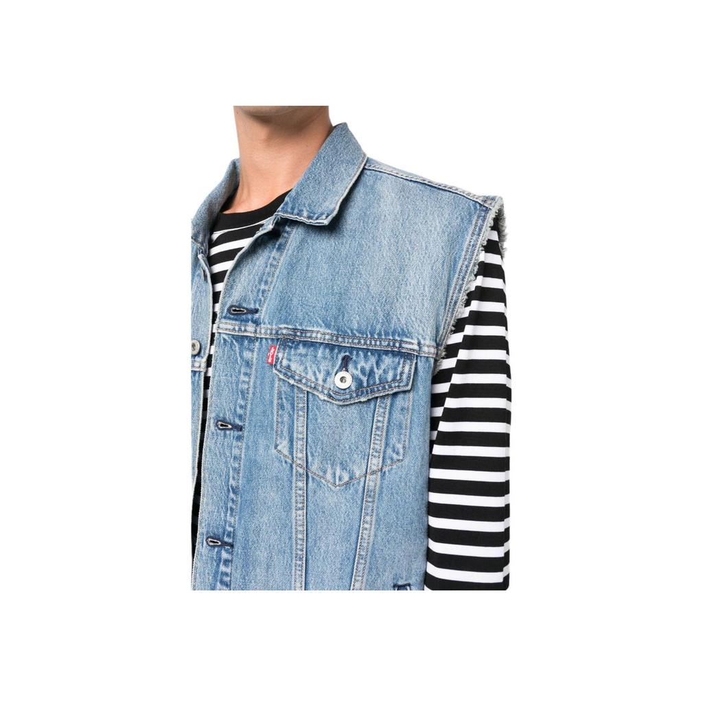 Levis SS23 Einfarbige einreihige Jeansweste Herren Westen Blau A5789-0000