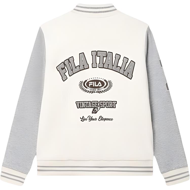 New FILA Baseball Jacket Men's Steam White F51M449501F-IV