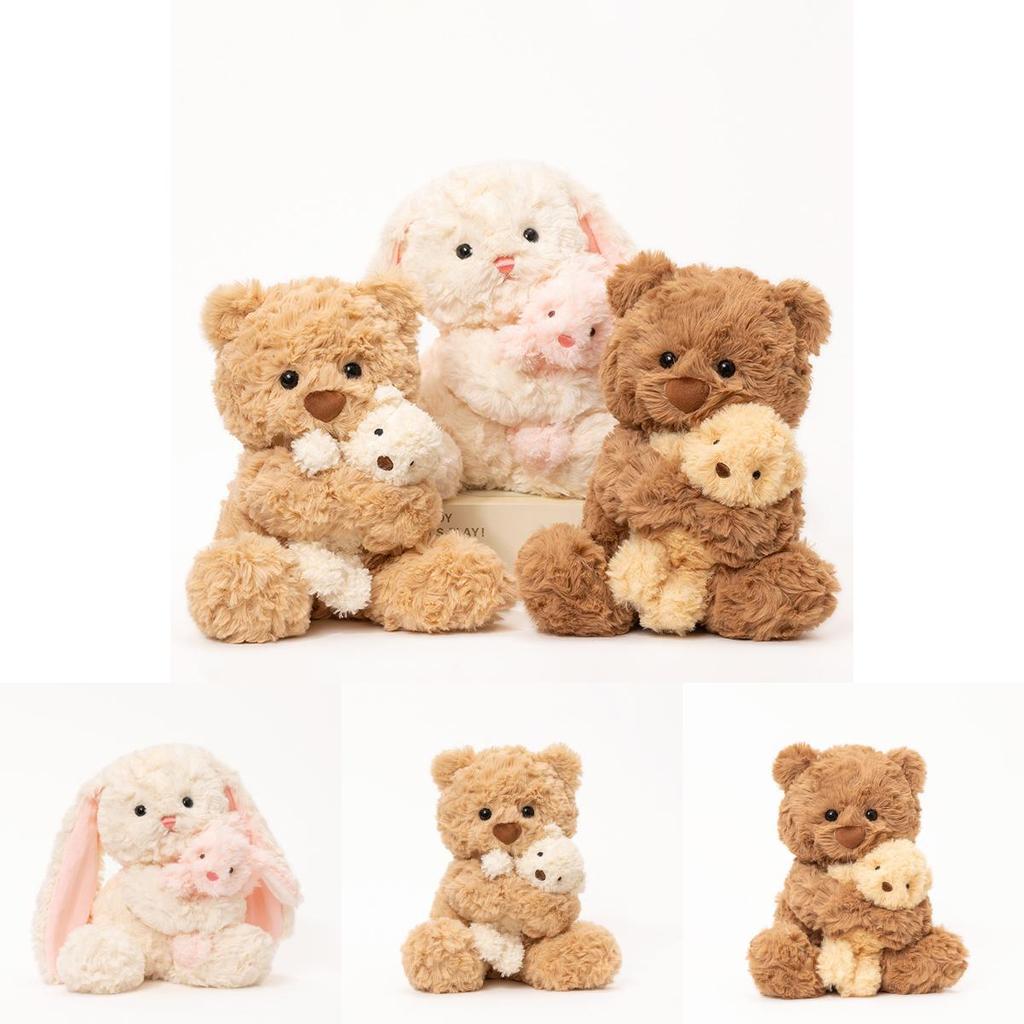 Plüsch-Teddybär und Hasen-Spielzeugset mit weichem Kurzplüsch für Kindergeschenk