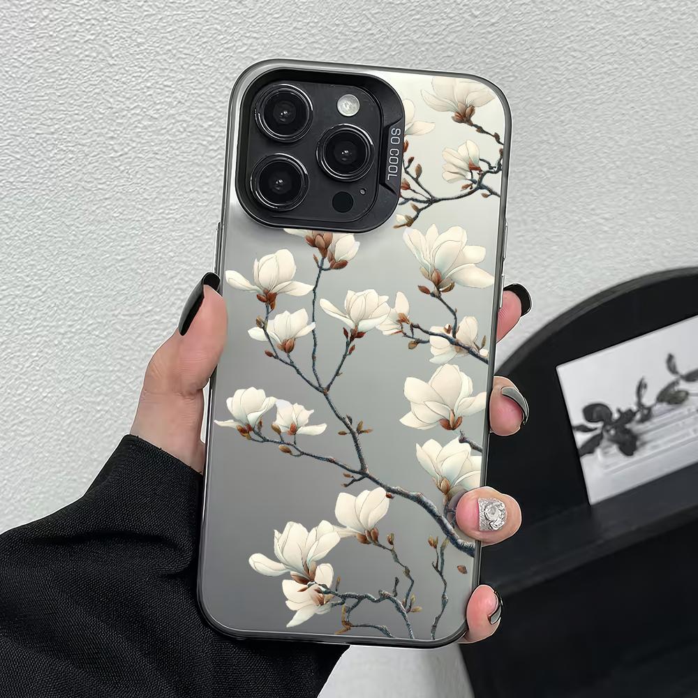 White Gardenia Pattern Phone Case Suitable For IPhone 17 16 E 15 14 13 12 11 Pro Max 14 16 Plus 17Air Shockproof Back Cover Case