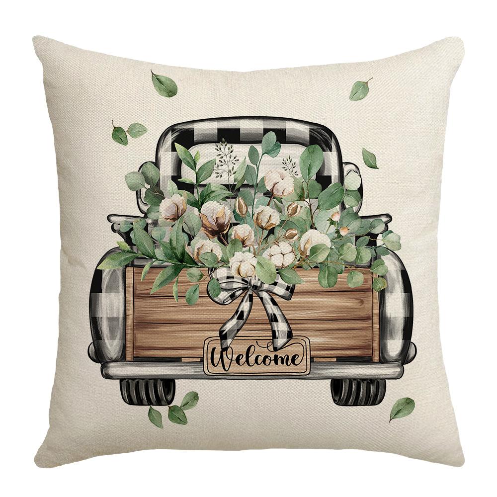 Spring Floral Print Pillowcase Family Bedroom Sofa Small Fresh Atmosphere Decorative Cushion Pillowcase