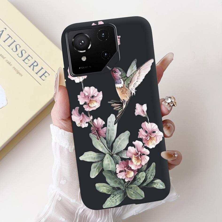 For Asus Rog Phone 9 Pro 5G Case Popular Flower Cartoon Soft Black Silicone Shockproof Cover For Asus Rog Phone 9 FE Phone9 Capa