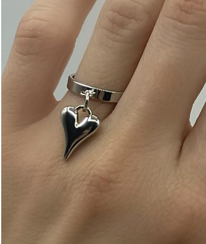 Stainless Steel Heart Ring for Women - Personalized Versatile Beaded Elastic Ring