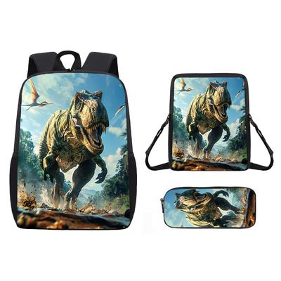 Mochila Escolar para Estudiante Estampado de Dinosaurio 17 Pulgadas Gran Capacidad Mochila Juvenil