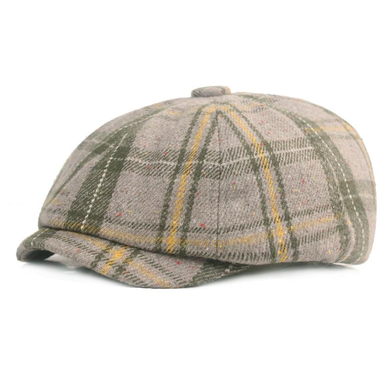 Bavlněný baret Pánská malířská čepice Newsboy čepice Klobouk Rybí kost Osmihranný klobouk