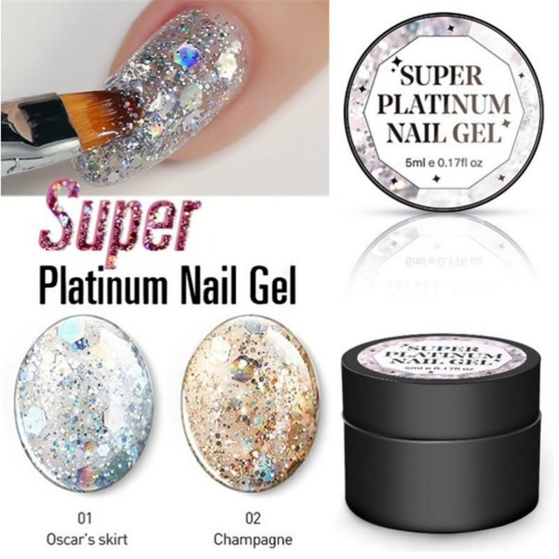 1 ks Hybrid Lak Gel Lak na nehty Fashion Glitter Super Platinum Nail Gel