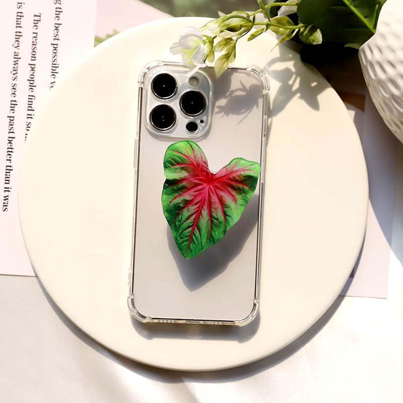 Foldable Acrylic Mobile Phone Stand with Simulated Plant Leaf Design