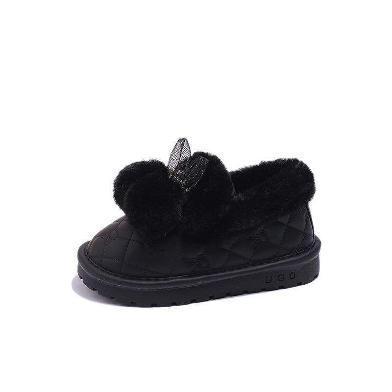 Girls Hairball Snow Boots 2025 Winter New Fluffy Plush Thickened Warm Non-slip Cotton Shoes Student Two Cotton Shoes