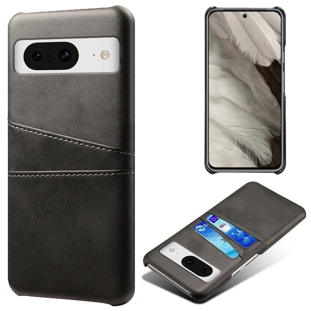 For Google Pixel 8 Case Leather Coated PC Ultra-Thin Shell with 2 Card Holders