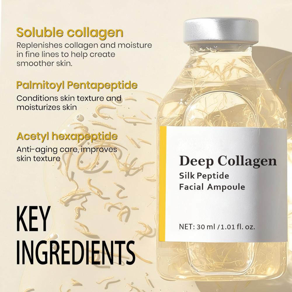 Deep Collagen Peptide Serum Ampoule Moisturizing Facial Serum with Peptides for Firming, Anti-Aging, Wrinkle Reduction, Gentle Skin Repair 30ml