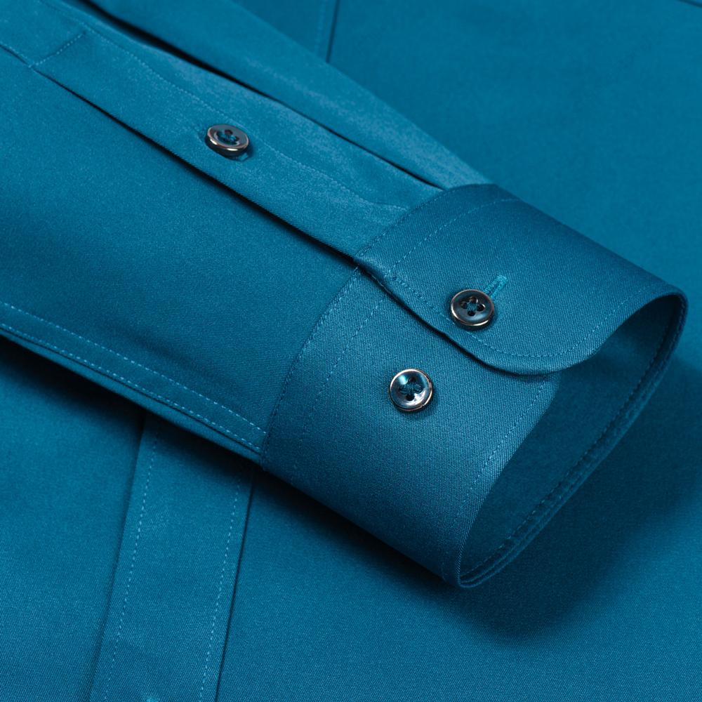 Men's Wrinkle Free 4 Way Stretch Dress Shirts with Pocket Business Regular Fit Solid Long Sleeve Button Up Shirt Wedding Dating