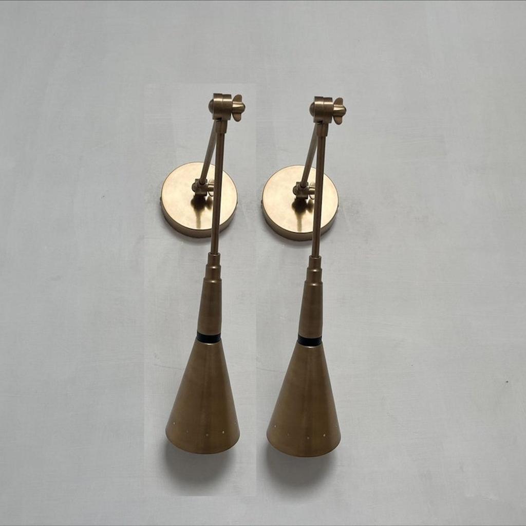 Mid Century Set von 2 Wand Leuchte Leuchte Roh Messing Wand Lampe Schlafzimmer Lichter