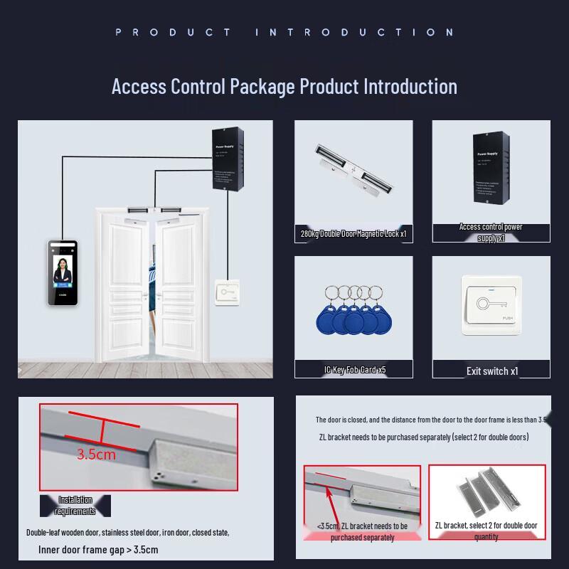 Realand F101B Face Recognition Access Control System with Double Magnetic Lock Kit CN Plug (adapter Included)