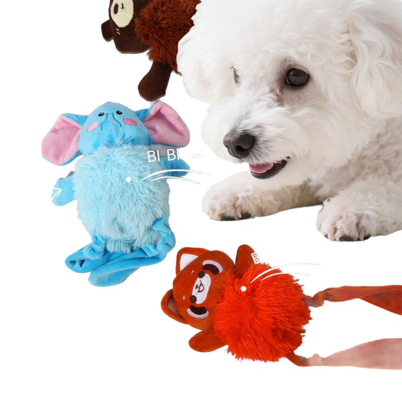 Squeaky Plush Red Panda Dog Toy, Interactive Stuffed Pet Chew Toy for Puppies Small Dogs, Durable Teeth Cleaning Crinkle Toy