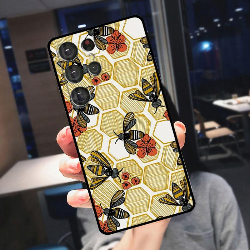 

Bee Art Print cute cartoon floral Cover For Samsung Galaxy S25 S24 S21 S22 S23 Ultra S9 S10 Plus S24 FE S21 FE Phone Case Galaxy S10