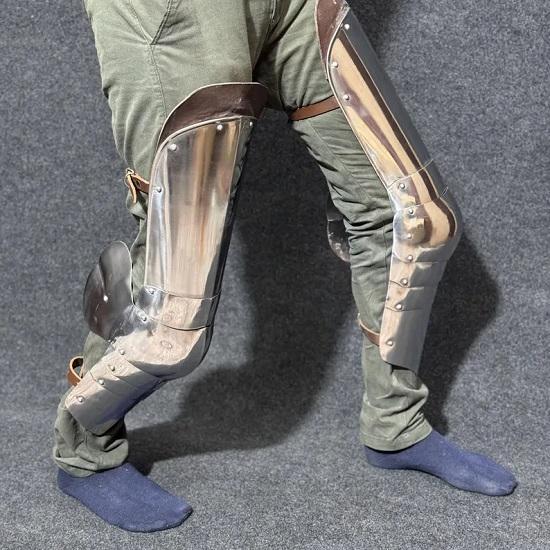 Medieval Greaves Leg Guard Set Polished Steel Protection for LARP  Cosplay