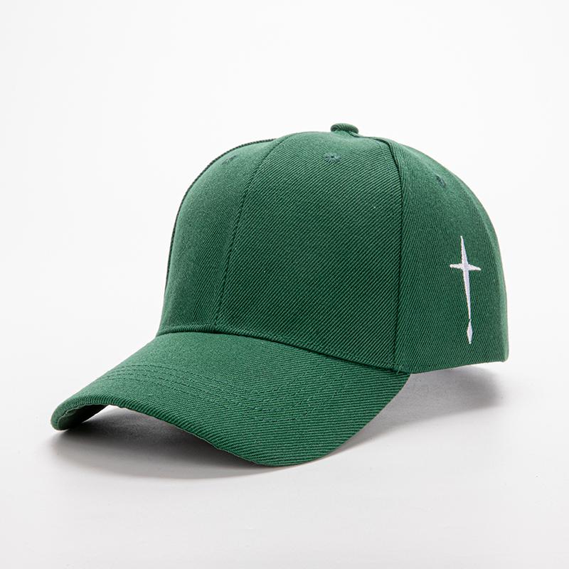 1Pc Korean Solid Color Cross Embroidered Fashionable Men's and Women's Baseball Cap