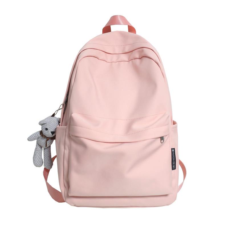 New Large-Capacity Solid Color Versatile Backpack For Female Couples Trendy Bag For Elementary Middle And High School Students