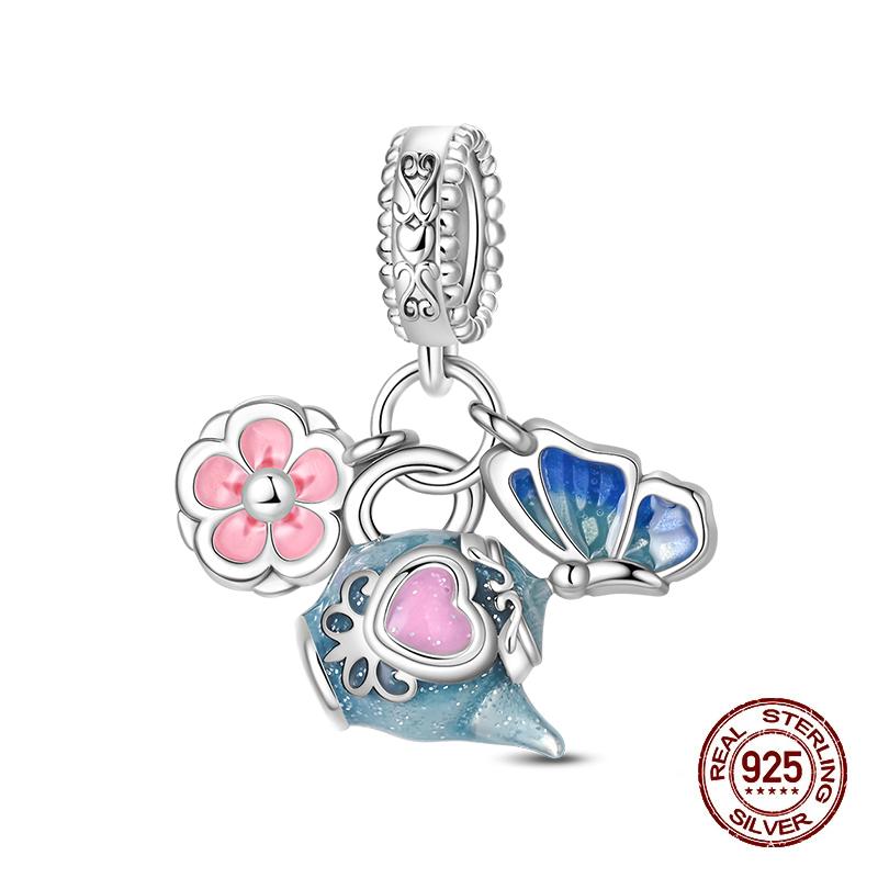 Sweet Copper Tea Party Pink Princess Series Charms Beads Fit 3Mm Original Bracelets Diy Jewelry Birthday Gifts