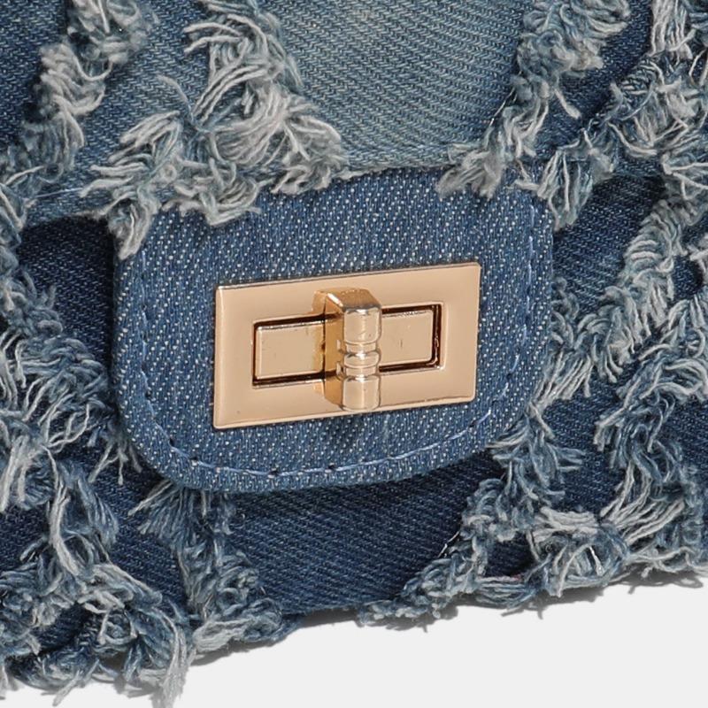 Rag Denim Bag Women's New Fashion Diamond Square Bag Commuter Messenger Chain Bag