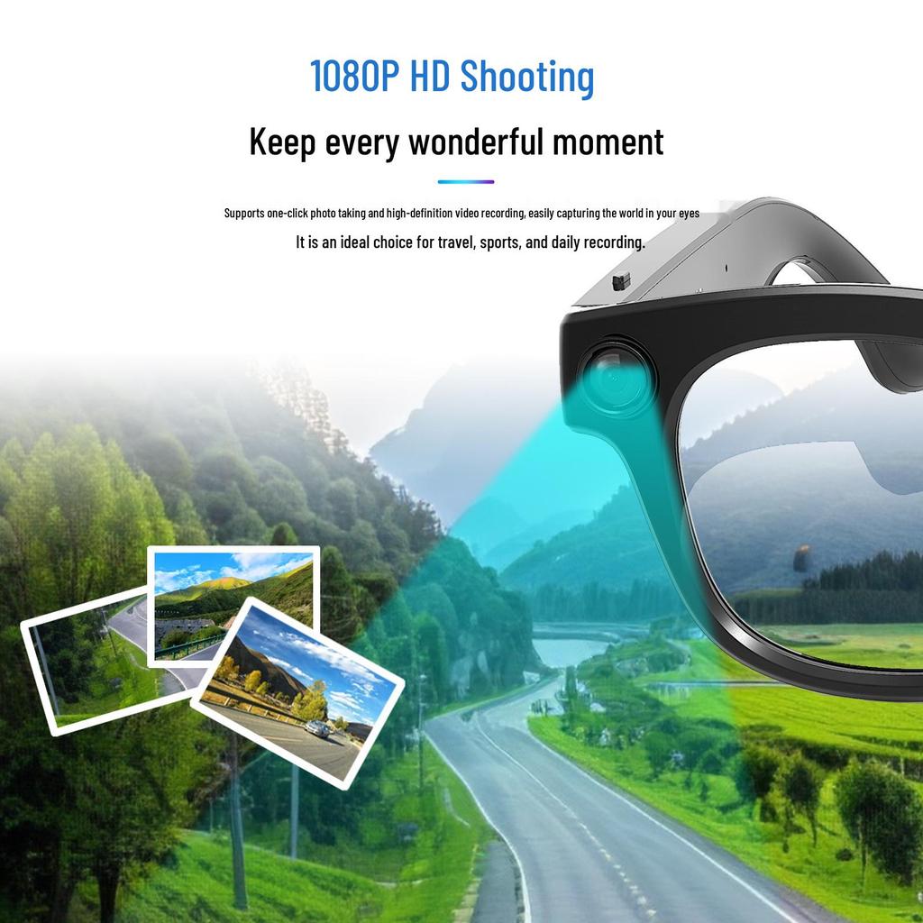 Smarte Navigationsbrille mit 800W HD-Kamera, KI-Videoübersetzung, Bluetooth und Aufnahmeerkennung