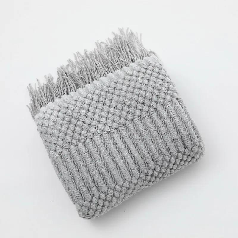 Luxury Solid Color Fringe Bean Blankets Tassels Knitted Throw Blanket Chunky Cozy Farmhouse Gift All Season Comfort For Home