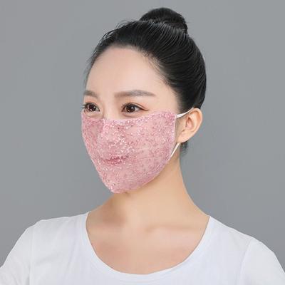 Damen-Sonnenschutz-Spitzenmaske Modische Maske mit Schneeblumen-Aufdruck Neue Sonnenschutz-Gesichtsbedeckung