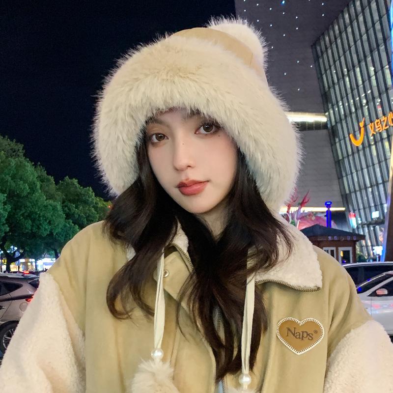 

Шапка женская искусственная норковая защитная шапка с перламутровым мехом, плюшевая шапка, зимняя теплая шапка Lei Feng, толстая