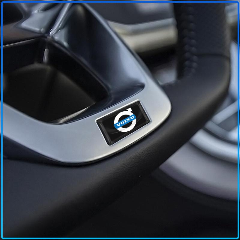 2/10Pcs Carbon Fiber Steering Wheel Car Logo Emblem 3D Stickers For Volvo 240 C70 S40 S50 S60 S70 S80 S90 V40 V50 V60 V90 XC40 XC60 XC90 Vnl Truck