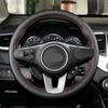 Car Steering Wheel Panel Hand Sewing Leather Cover Trim For Kia Carens 2013-