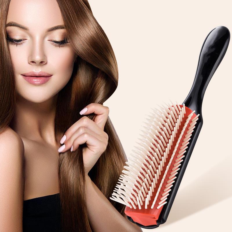 9-Rows Detangling Hair Brush Detangler Hairbrush Scalp Massager Straight Curly Wet Diy Hair Comb Brush