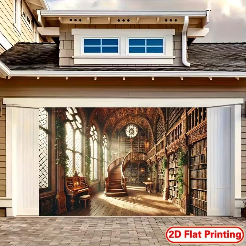 

2D Vintage Library Backdrop, Grand Ornate Book Room with Spiral Staircase Background 47.2x31.5inch/120*80cm