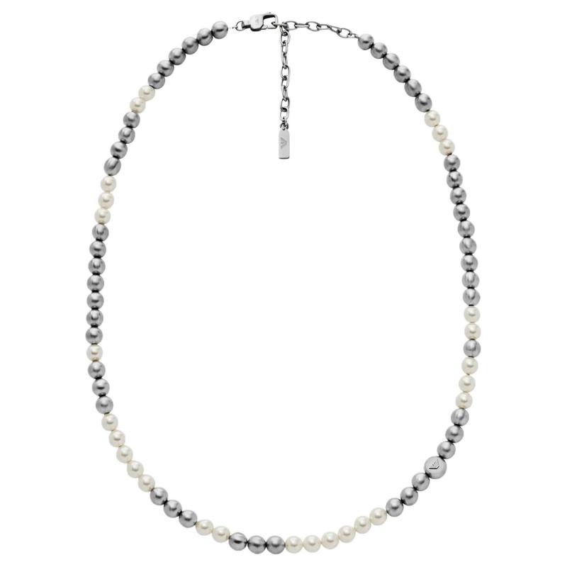 Emporio Armani Logo Design Glass Pearl Necklace Men s Two-tone EGS3176040 коричневый